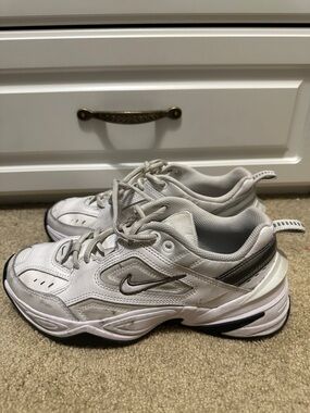 Nike White and Gray Lace-Up Chunky Sneakers